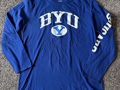 BYU Men's Blue Long Sleeve Shirt- Size Medium