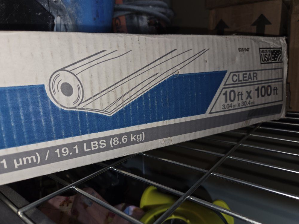 Clear Plastic Sheeting - 10ft x 100ft, 19.1 lbs (8.6 kg) - Made in USA