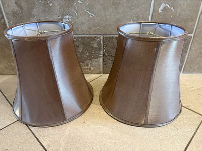 Pair of Shimmery Gold or Bronze Fabric Lampshades