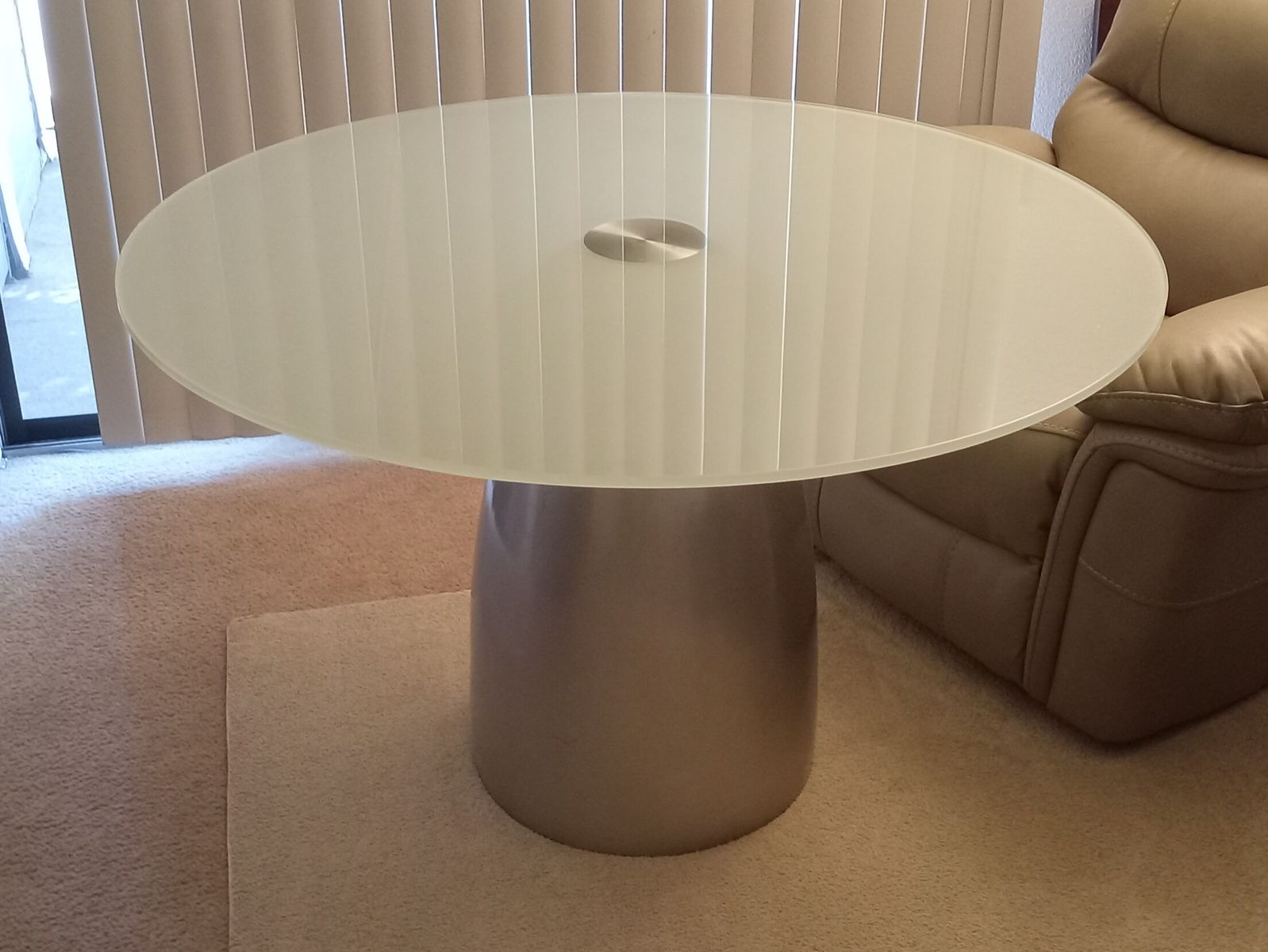 48"  Modern Glass Table with Ceramic Base