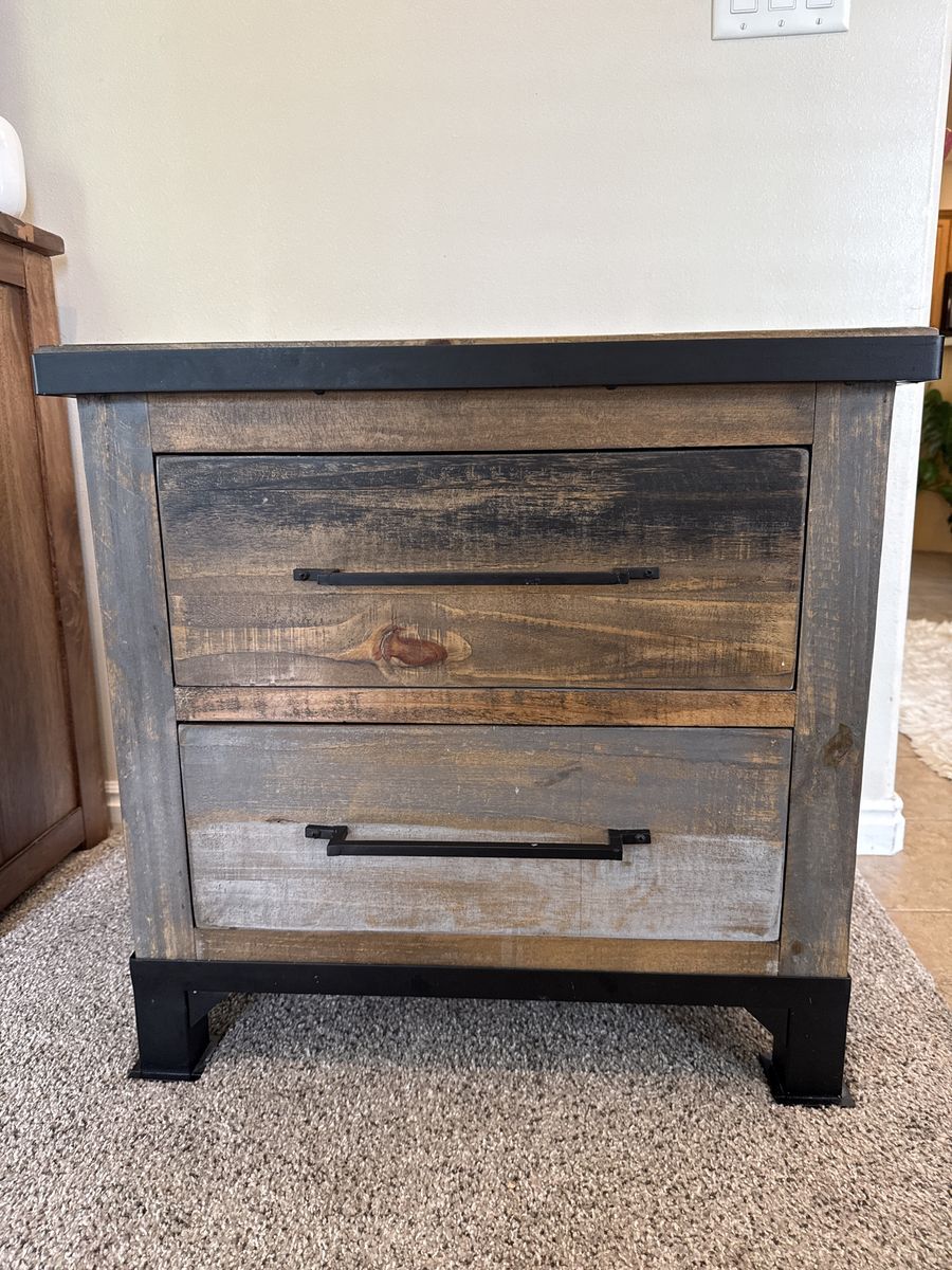 Rustic Solid Wood Side Tables Set of 2