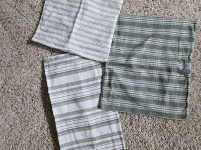 Striped Green and White Fabric Material pillow covers