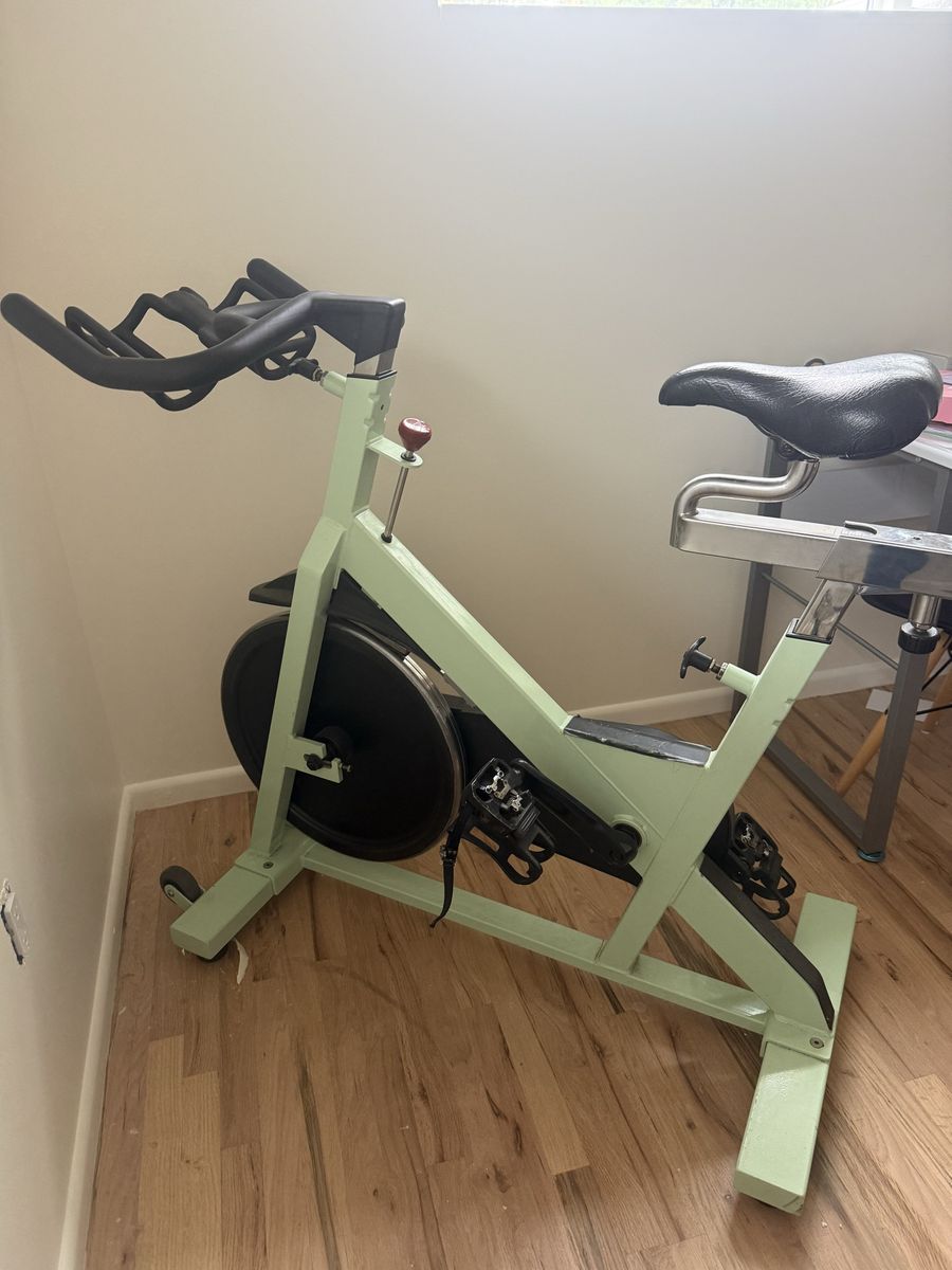 Star Trec Light Green Exercise Spin Bike with Adjustable Seat, Handlebars, and Pedals