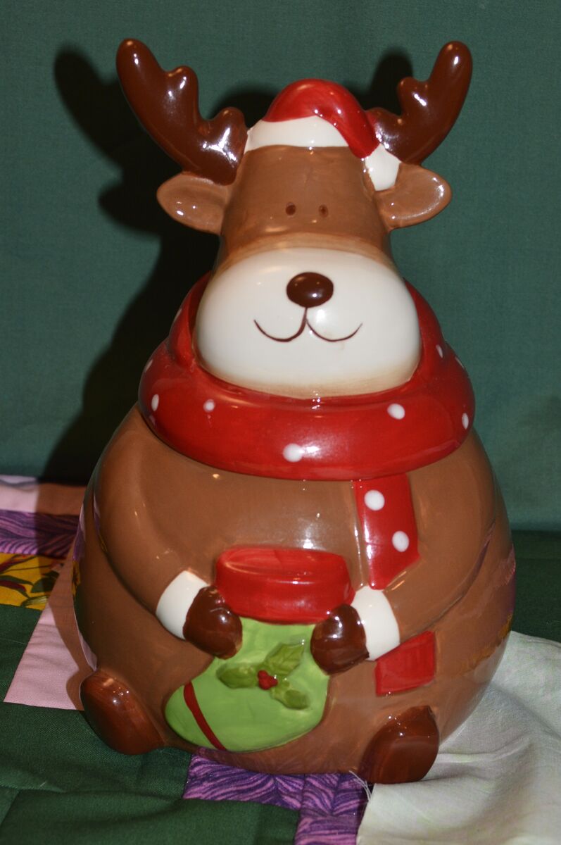 Heritage Mint Holiday Collection Ceramic Reindeer Cookie Jar