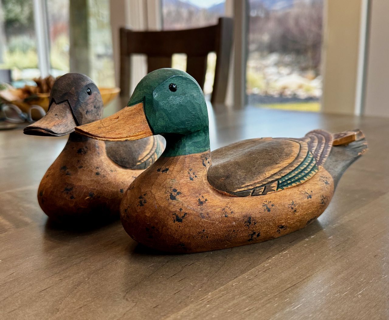 Large 10” Hand-Carved Korean Wedding Ducks – Signed Artisan Set (Kim Hyeon-dong)