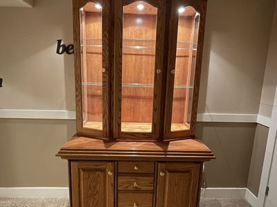 Beautiful Custom Solid Oak China Hutch