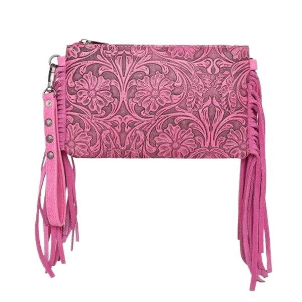 Montana West Floral Embossed Fringe Bag