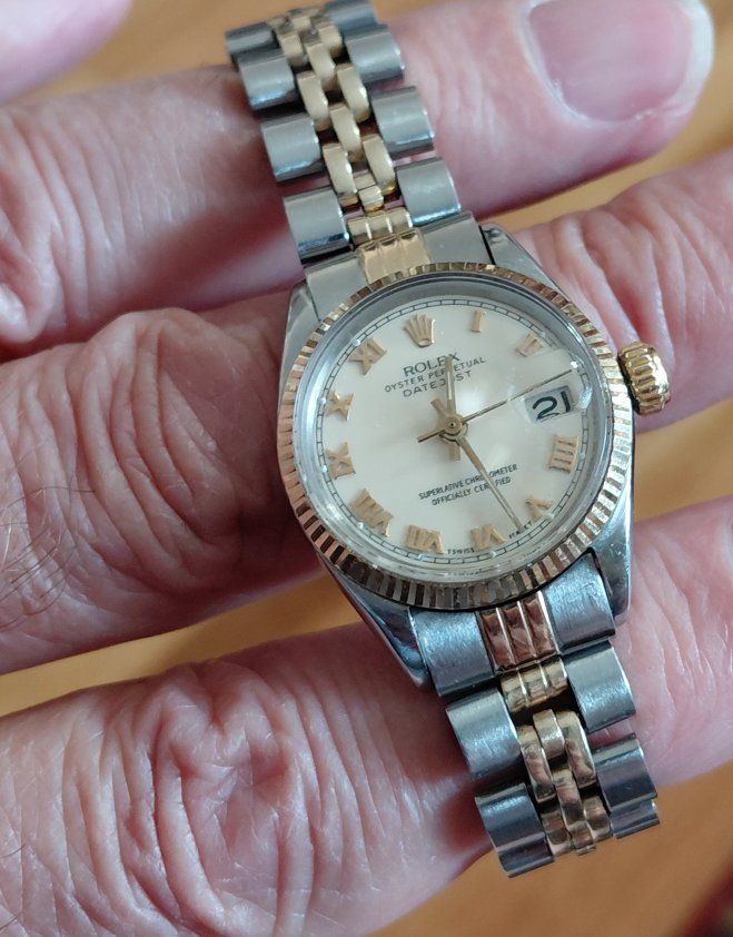Rolex Oyster Perpetual Datejust Two-Tone Watch with Roman Numerals - Women's