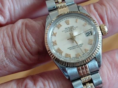 Rolex Oyster Perpetual Datejust Two-Tone Watch with Roman Numerals - Women's