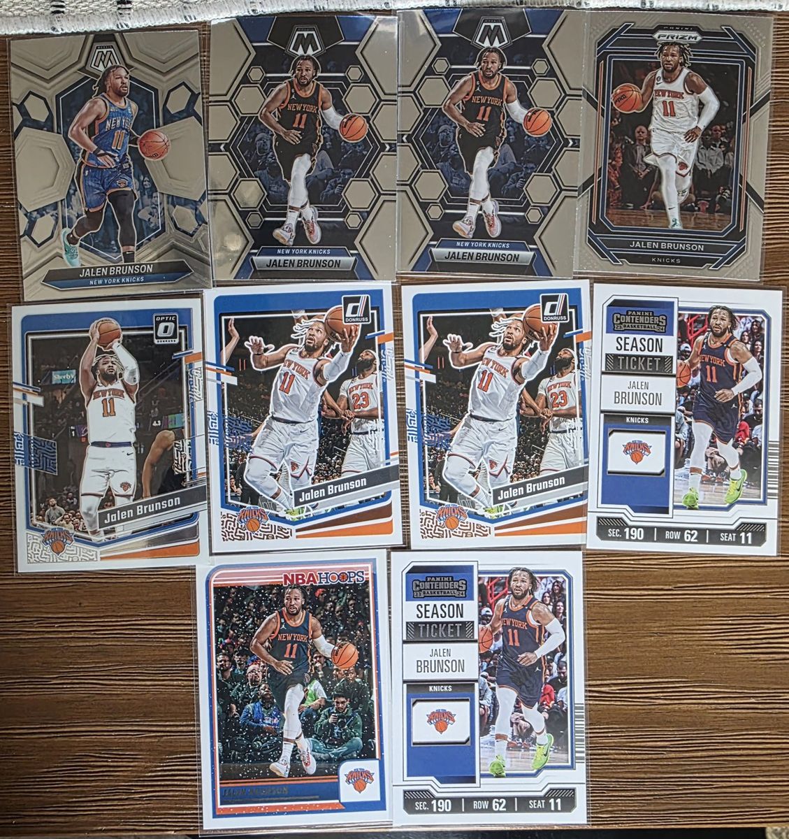Jalen Brunson NBA Basketball Card Lot - Mosaic, Prizm, Donruss Optic, NBA Hoops, Contenders