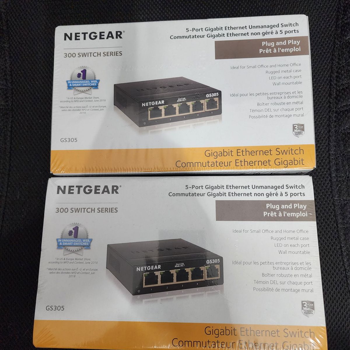NETGEAR GS305 5-Port Gigabit Ethernet Unmanaged Switch - New, Plug and Play, Wall Mountable