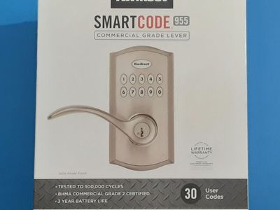 New Kwikset SmartCode 955 Electronic Door SmartKey Security Deadbolt Lock for up to 30 User Keycodes - Satin Nickel