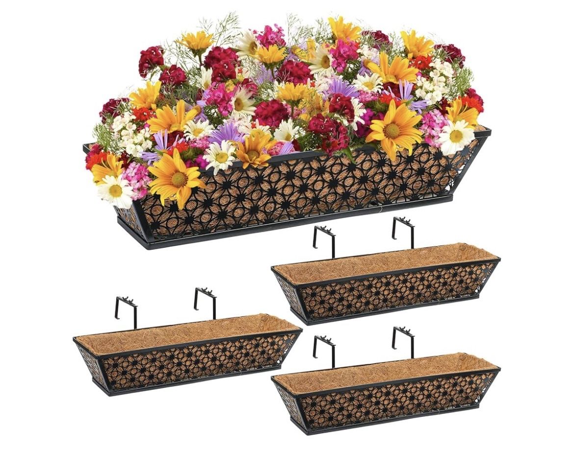 New in box Geetery 30 in window box planter 4 piece set