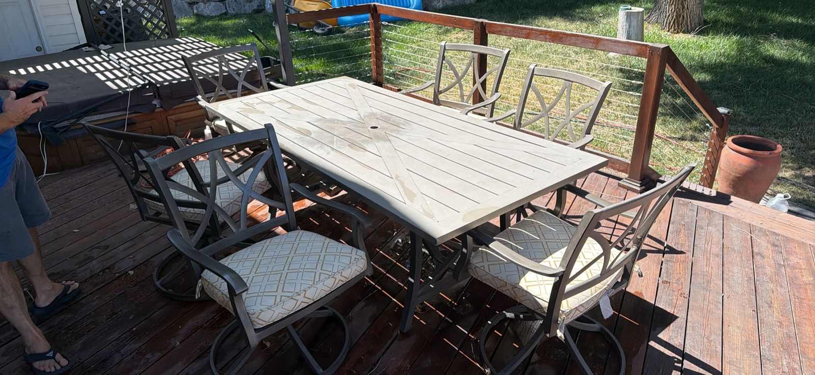 Outdoor Patio Dining Set with Table and Swivel Chairs