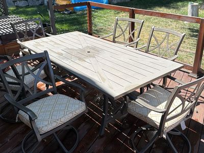 Outdoor Patio Dining Set with Table and Swivel Chairs