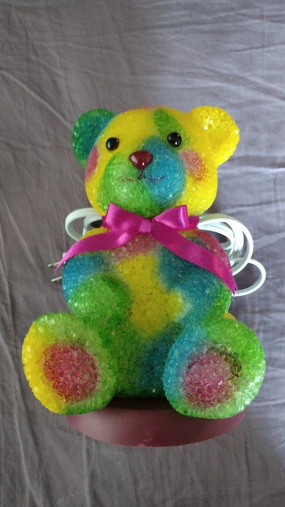 Vintage Popcorn Plastic Teddy Bear Light, Retro Accent Lamp, Colorful Kids Room Decor