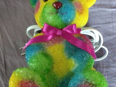 Vintage Popcorn Plastic Teddy Bear Light, Retro Accent Lamp, Colorful Kids Room Decor
