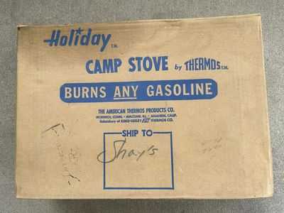 Vintage Thermos Holiday Camp Stove - Burns Any Gasoline, 2-Burner Portable with Original Box