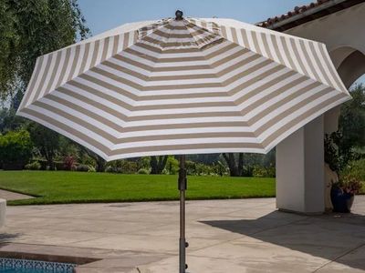 SunVilla 11’ Round Cabana Stripe Aluminum Market Umbrella, Beige #98106