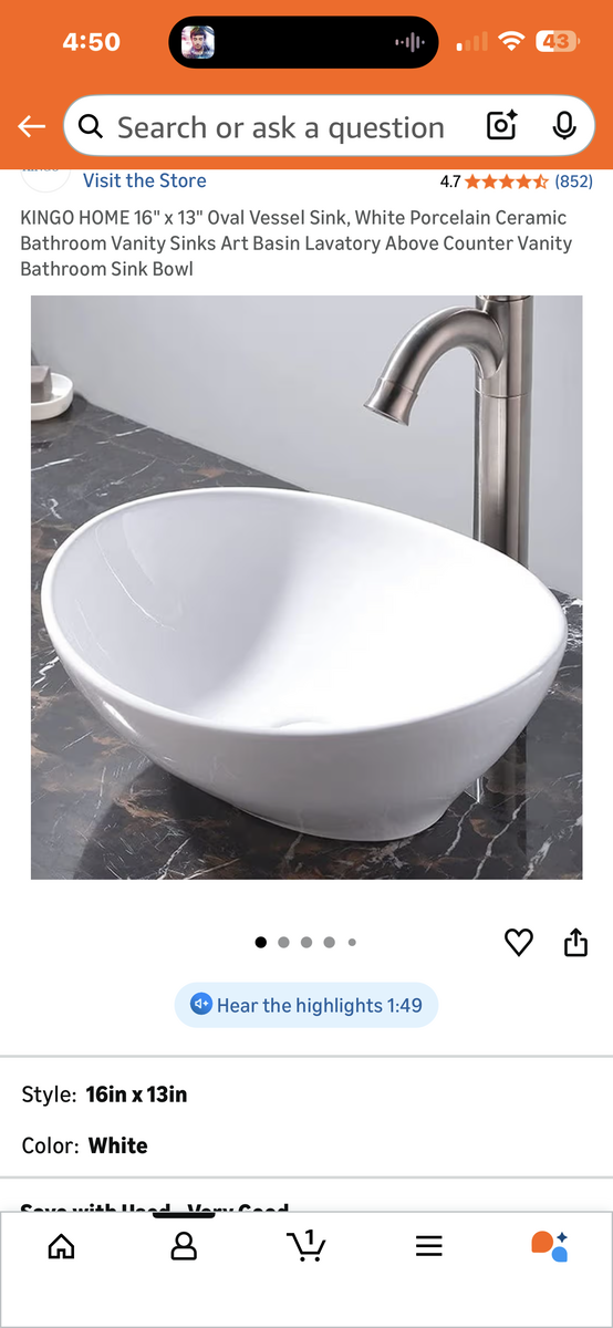 Vessel sink