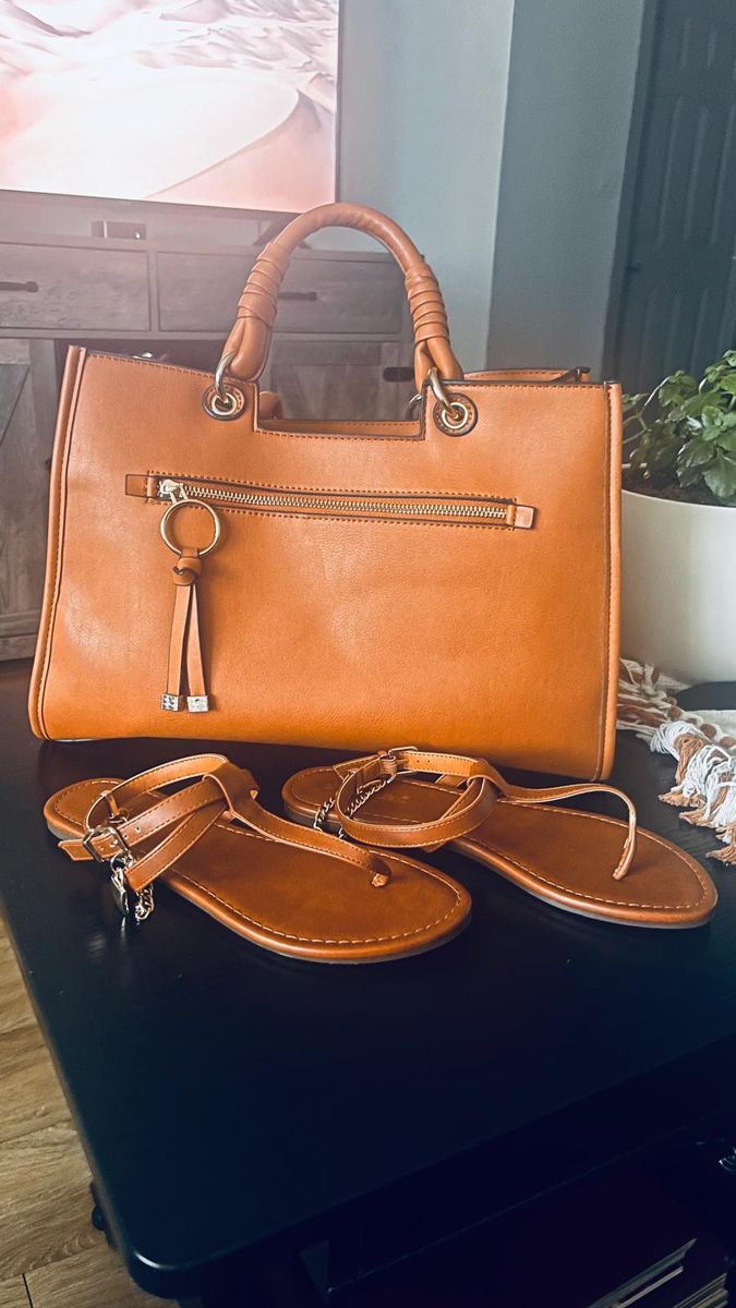 Size 6  Sandals + Purse