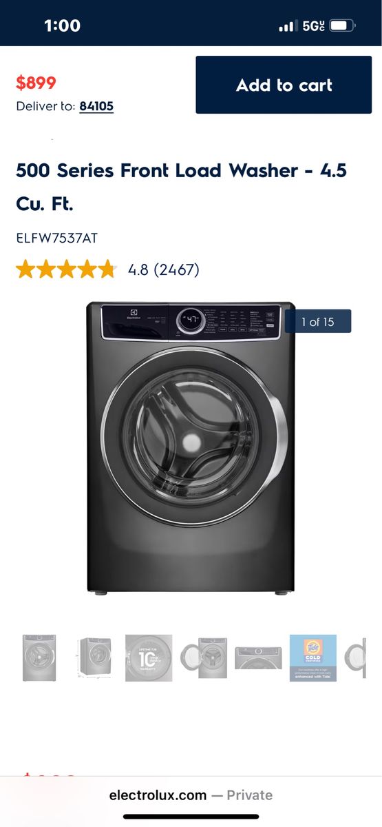 Brand New Electrolux Front Load Washer 4.5 Cu. Ft.