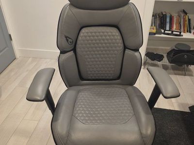 Couture Chair Gray Faux Leather Ergonomic Office Desk Chair with Lumbar Support