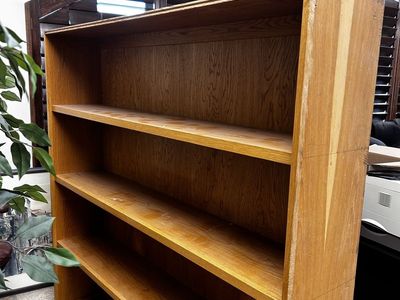 Solid Wood Bookshelf - 65.5"H x 64"W x 12.5"D, Light Oak Finish, Multiple Shelves