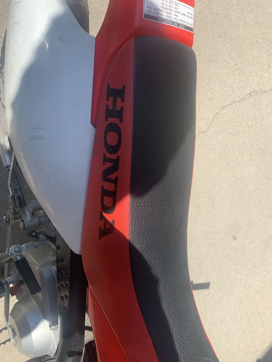 Honda Off-Road Motorcycle Dirt Bike - Red & White, Tire Information Label Intact