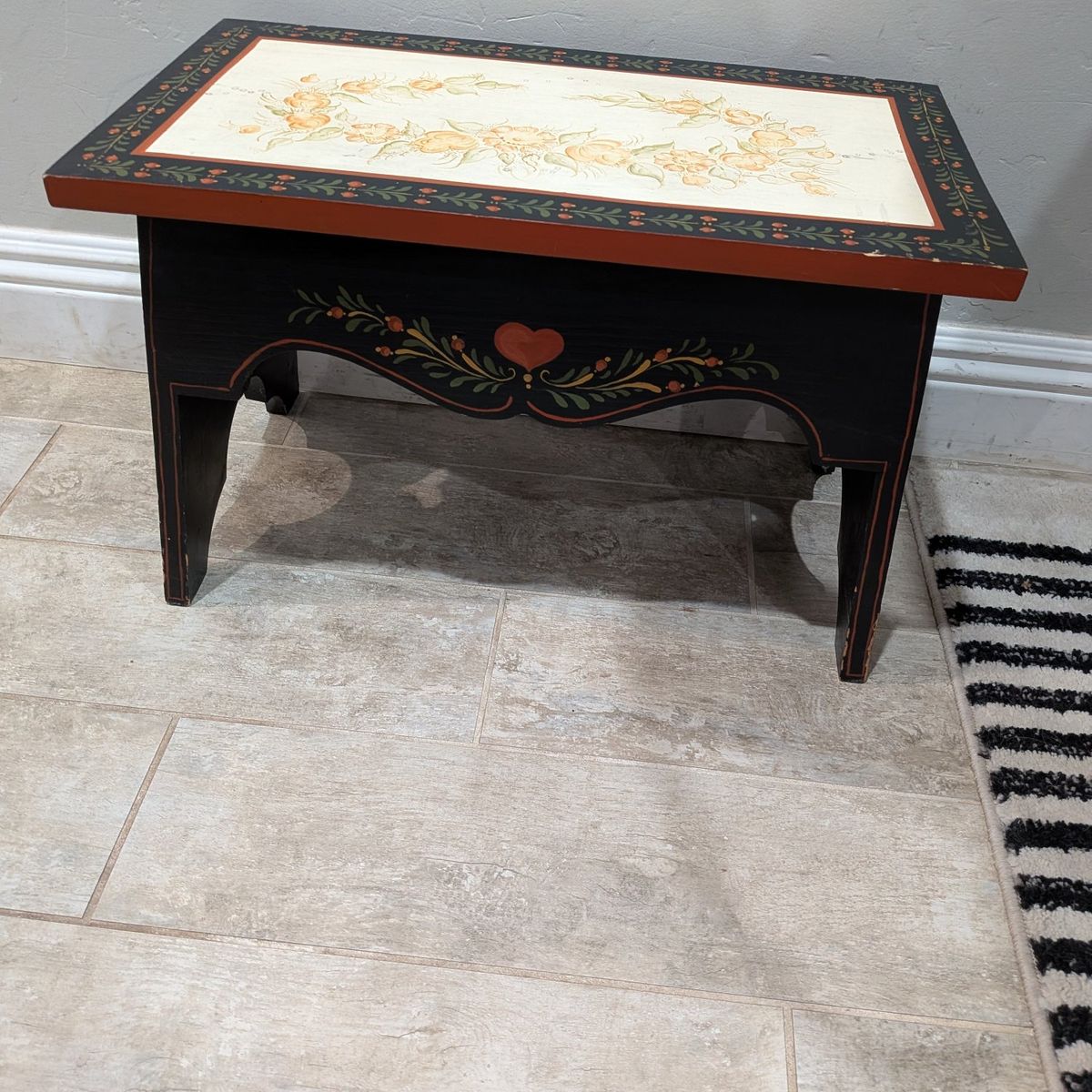 Vintage Folk Art Decorative Stool