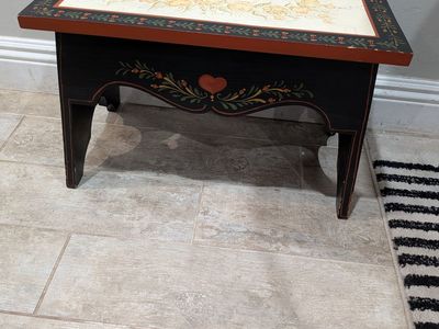 Vintage Folk Art Decorative Stool