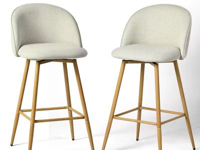 Homy Casa HASEEB 26" Swivel Counter Height Bar Stools Set of 2, Beige