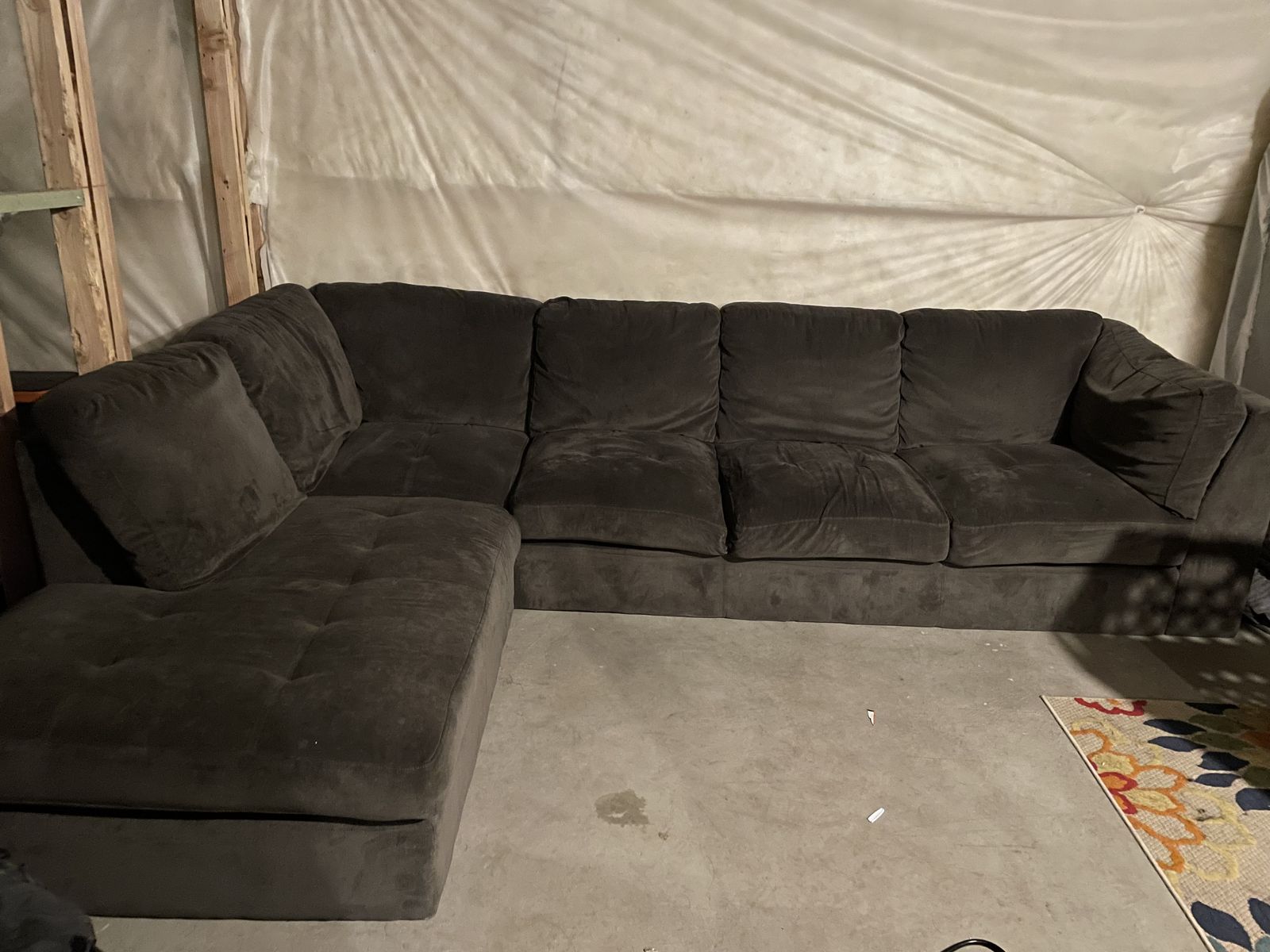Gray Upholstered Sectional Couch - Great Condition & Very Comfortable