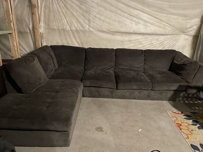 Gray Upholstered Sectional Couch - Great Condition & Very Comfortable