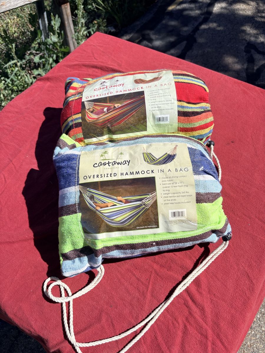 2 Large hammocks castaway oversize  10.00 each. New in bags