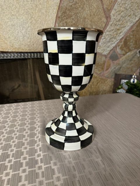 MacKenzie-Childs Courtly Check Enamel Pedestal Vase / Goblet