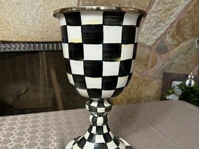 MacKenzie-Childs Courtly Check Enamel Pedestal Vase / Goblet