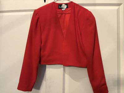 Red Nicole Miller Cropped Jacket Sz 10