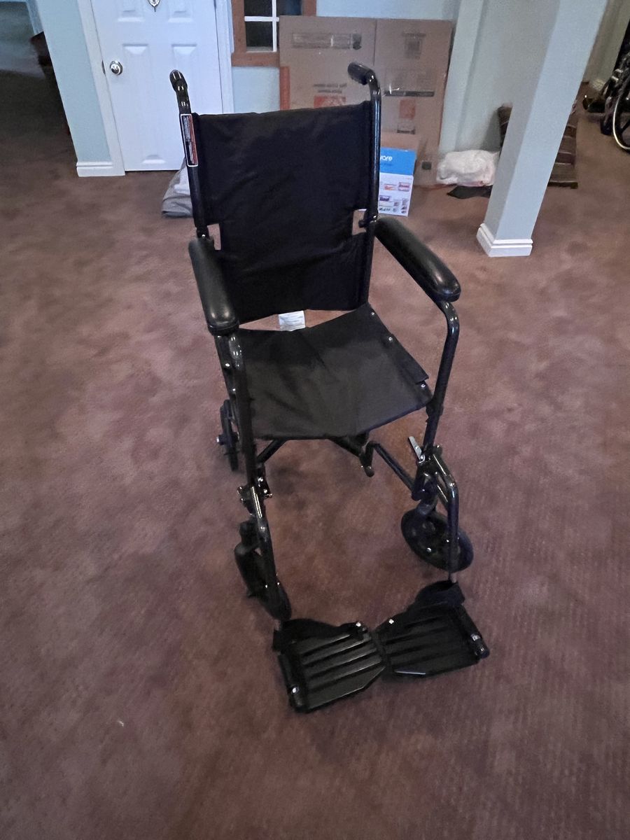 Drive Medical Lightweight Aluminum Transport Wheelchair, Black, Portable