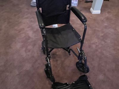 Drive Medical Lightweight Aluminum Transport Wheelchair, Black, Portable