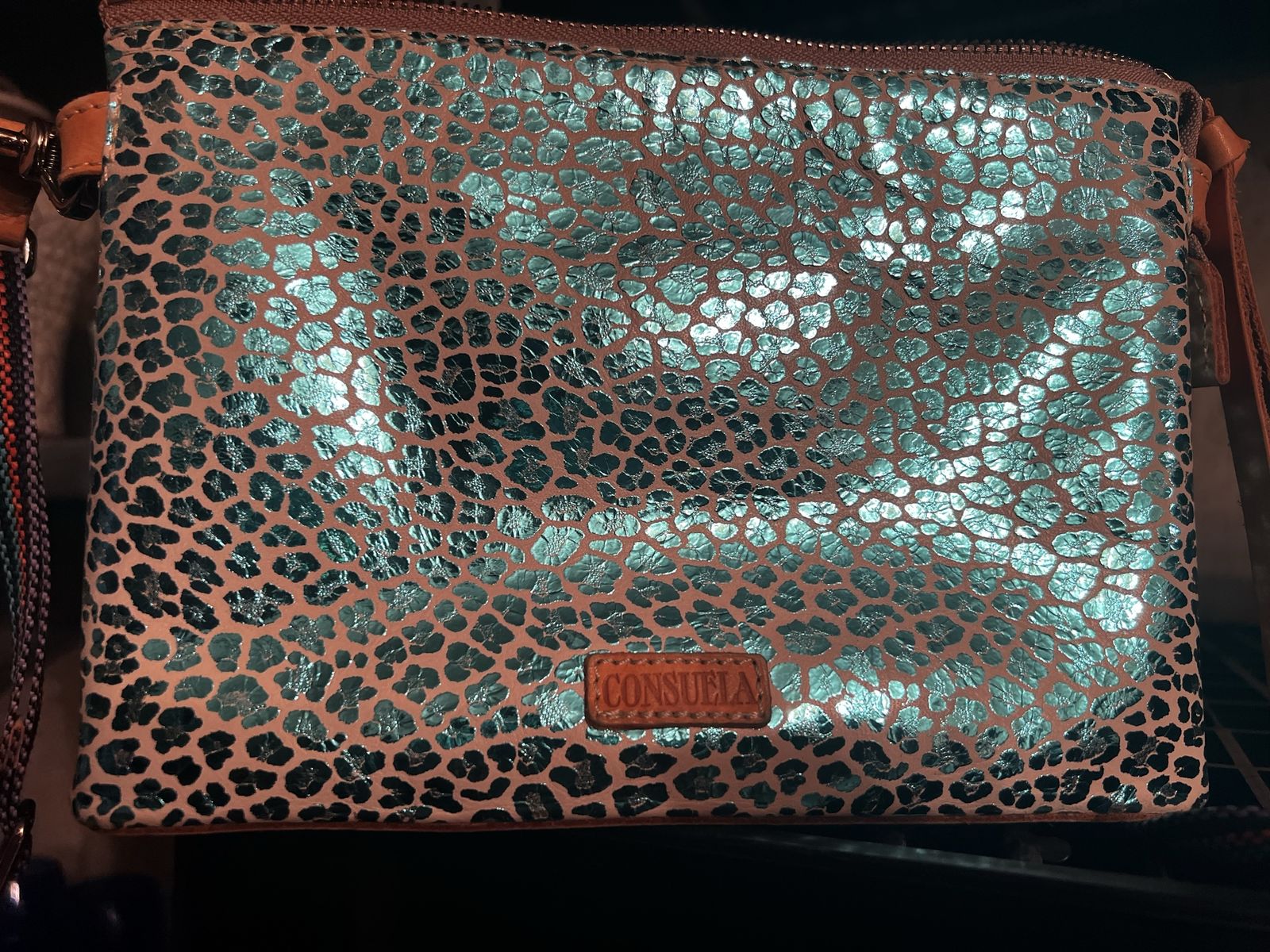 Consuela Kat Midtown Crossbody - Blue Leopard Print with Leather Accents