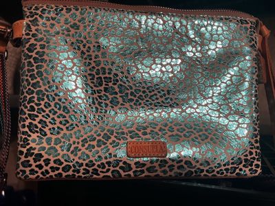 Consuela Kat Midtown Crossbody - Blue Leopard Print with Leather Accents