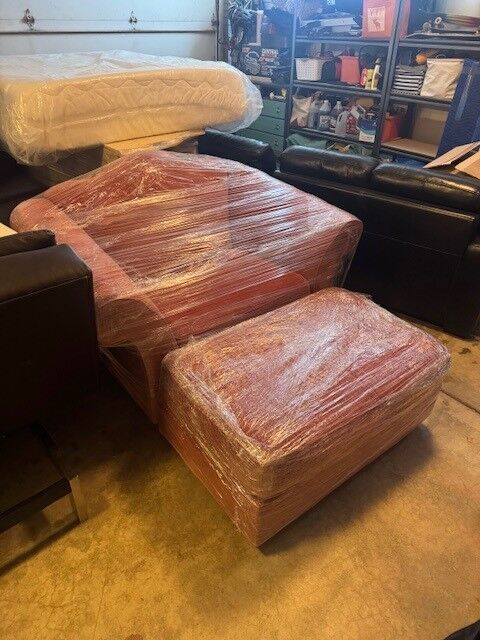 Chair and a Half + Matching Ottoman - Custom Raspberry Fabric