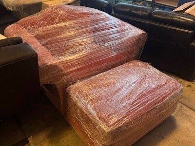 Chair and a Half + Matching Ottoman - Custom Raspberry Fabric