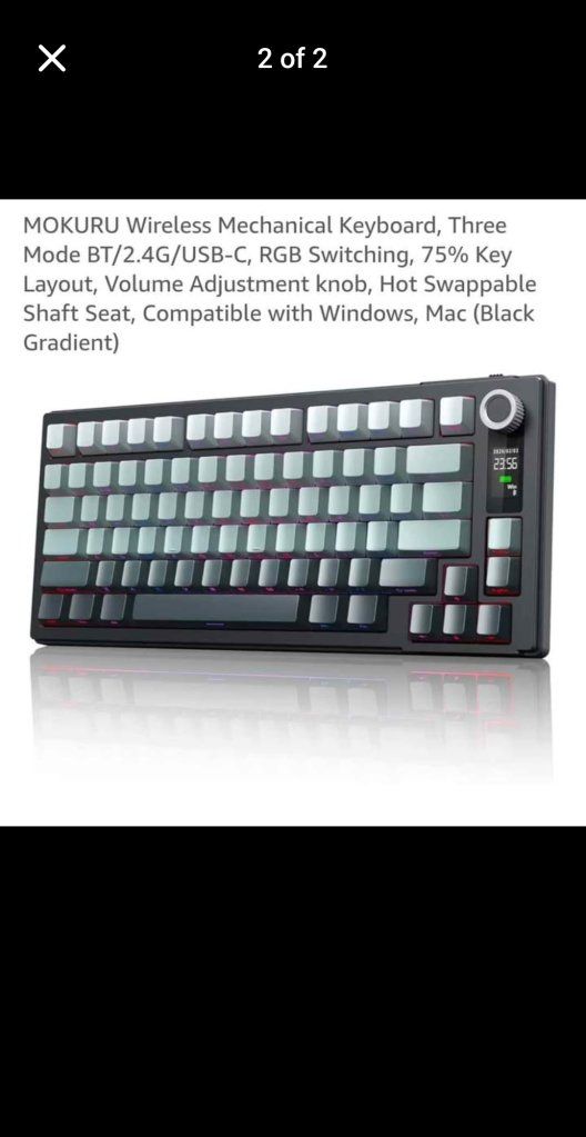 Wireless Mechanical Keyboard, 75% Layout, RGB, Hot Swappable, Windows/Mac (Black Gradient)