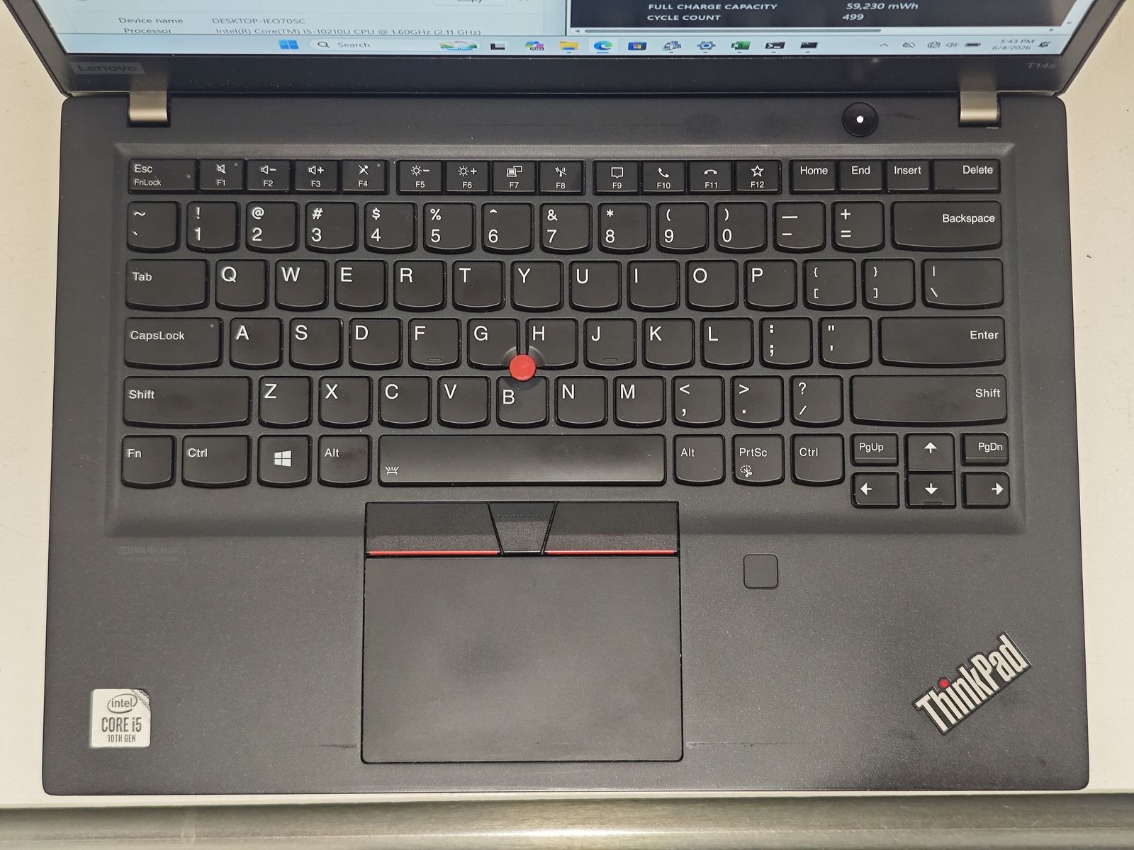 Lenovo ThinkPad T14s Gen 1 Intel | i5-10210U | 16G+512G/256G | Office 2024 | Excellent
