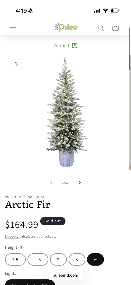 Puleo International Arctic Fir 6 Foot Christmas Tree