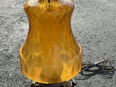 Beautiful Vintage mid century glass lamps. Amber, red. Retro Hollywood regency MCM EF EF