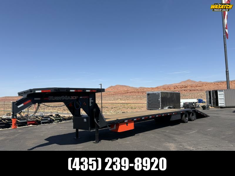 RawMaxx 8.5X40 24K HTX GN HYDRAULIC TAIL TANDEM DUAL Flatbed Trailer