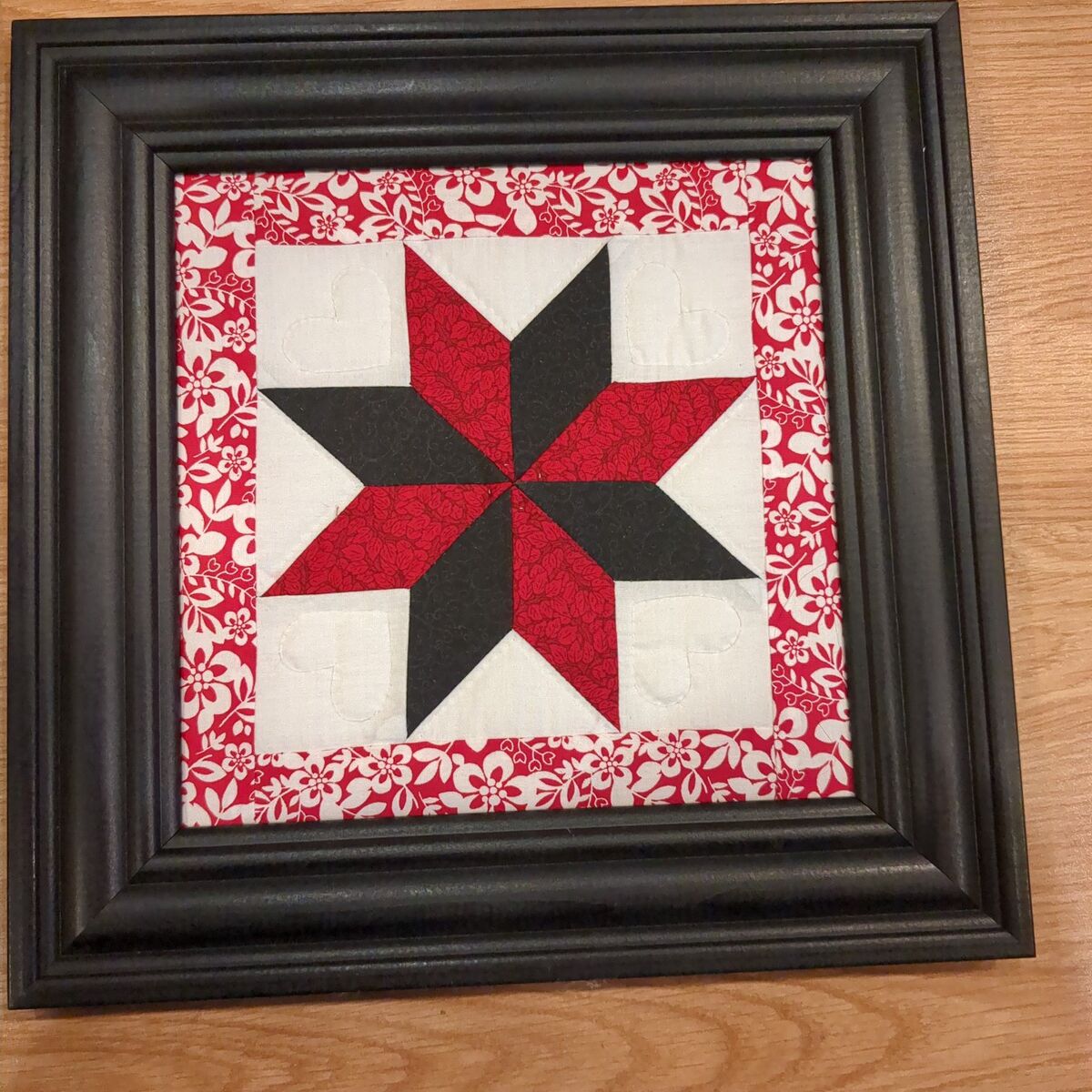 Vintage 8 point star patchwork in frame